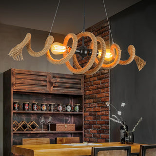 Hemp Rope Industrial Spiral Chandelier-Neutral Decor