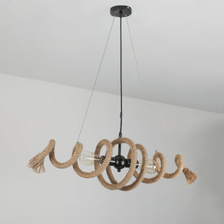 Hemp Rope Industrial Spiral Chandelier-Neutral Decor