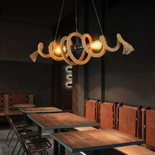 Hemp Rope Industrial Spiral Chandelier-Neutral Decor