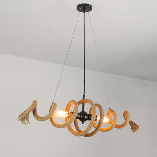 Hemp Rope Industrial Spiral Chandelier-Neutral Decor