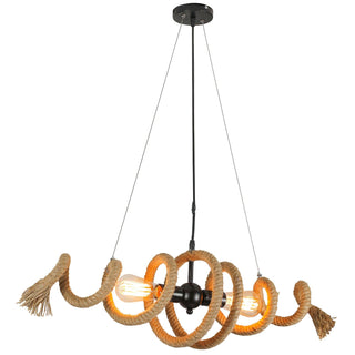 Hemp Rope Industrial Spiral Chandelier-Neutral Decor