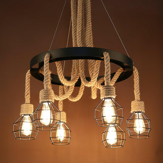 Lustra Lustre en Corde de Chanvre Industriel