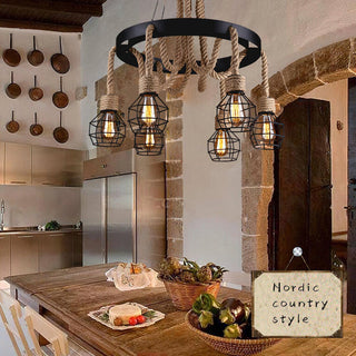Lustra Lustre en Corde de Chanvre Industriel