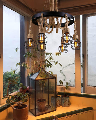 Lustra Lustre en Corde de Chanvre Industriel