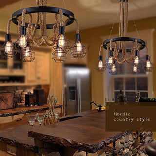 Lustra Lustre en Corde de Chanvre Industriel