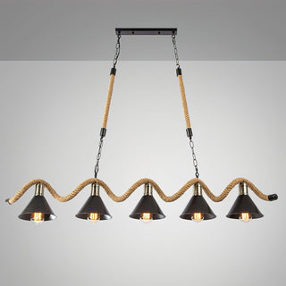 Lustra Suspension Industrielle Vague en Corde de Chanvre-Luire