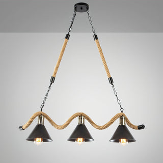 Lustra Suspension Industrielle Vague en Corde de Chanvre-Luire