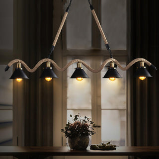 Lustra Suspension Industrielle Vague en Corde de Chanvre-Luire