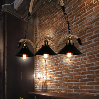 Lustra Suspension Industrielle Vague en Corde de Chanvre-Luire