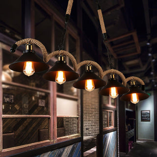 Lustra Suspension Industrielle Vague en Corde de Chanvre-Luire