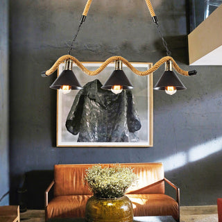 Lustra Suspension Industrielle Vague en Corde de Chanvre-Luire