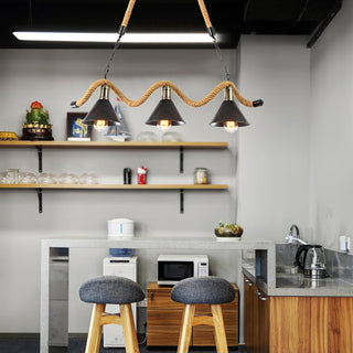 Lustra Suspension Industrielle Vague en Corde de Chanvre-Luire