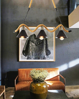 Lustra Suspension Industrielle Vague en Corde de Chanvre-Luire