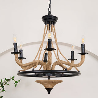 Lustra Lustre Grande Roue en Corde de Chanvre