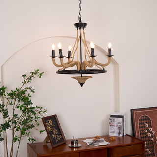 Lustra Lustre Grande Roue en Corde de Chanvre