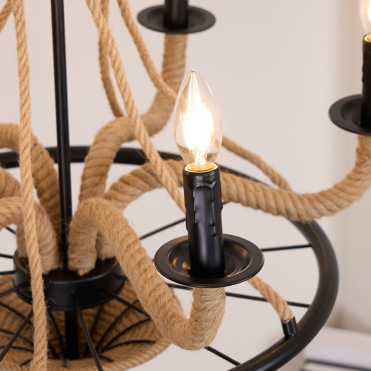 Talio Lustre Grande Roue en Corde de Chanvre