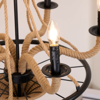 Lustra Lustre Grande Roue en Corde de Chanvre