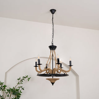 Lustra Lustre Grande Roue en Corde de Chanvre