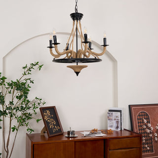 Lustra Lustre Grande Roue en Corde de Chanvre