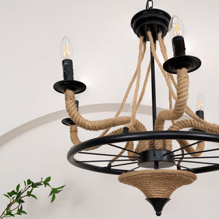 Lustra Lustre Grande Roue en Corde de Chanvre