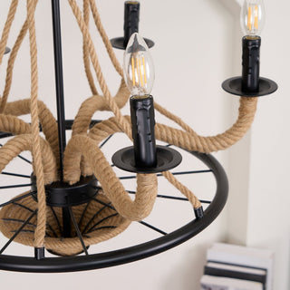 Lustra Lustre Grande Roue en Corde de Chanvre
