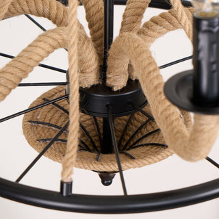 Lustra Lustre Grande Roue en Corde de Chanvre