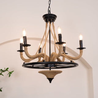 Lustra Lustre Grande Roue en Corde de Chanvre