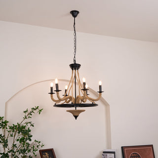 Lustra Lustre Grande Roue en Corde de Chanvre