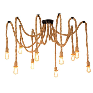 Lustra Lustre Corde de Chanvre Industriel Rétro