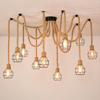 Lustra Lustre Corde de Chanvre Industriel Rétro