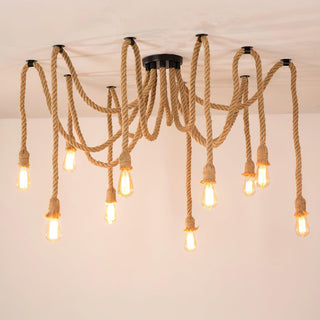 Lustra Lustre Corde de Chanvre Industriel Rétro