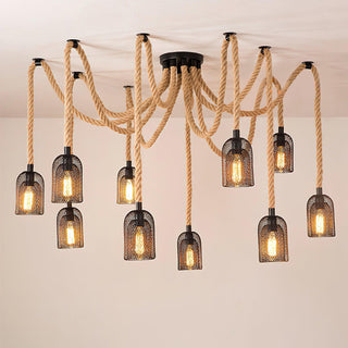 Lustra Lustre Corde de Chanvre Industriel Rétro