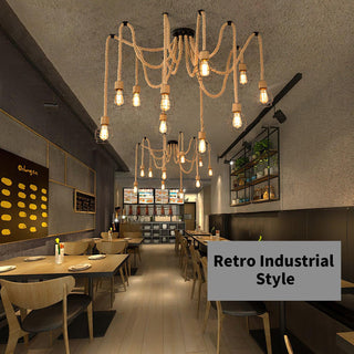 Lustra Lustre Corde de Chanvre Industriel Rétro
