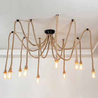 Lustra Lustre Corde de Chanvre Industriel Rétro