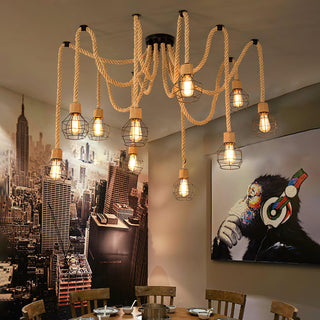 Lustra Lustre Corde de Chanvre Industriel Rétro