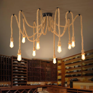 Lustra Lustre Corde de Chanvre Industriel Rétro