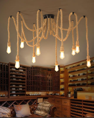 Lustra Lustre Corde de Chanvre Industriel Rétro