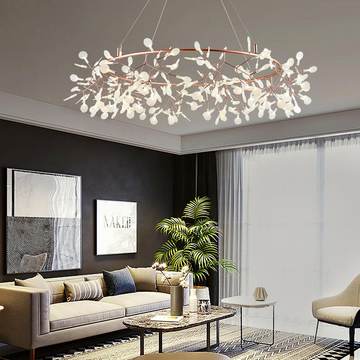 Arthearae Lustre Métal Acrylique Rond Luxe Postmoderne