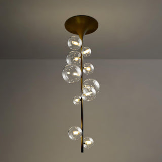 Lustra Suspension Laiton Verre Cascade pour Hallway