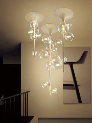 Lustra Suspension Laiton Verre Cascade pour Hallway