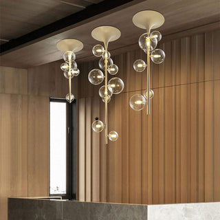 Lustra Suspension Laiton Verre Cascade pour Hallway