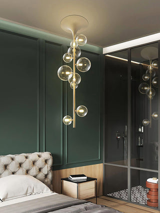 Lustra Suspension Laiton Verre Cascade pour Hallway