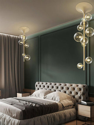 Lustra Suspension Laiton Verre Cascade pour Hallway