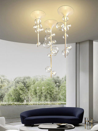 Lustra Suspension Laiton Verre Cascade pour Hallway