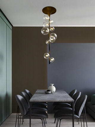 Lustra Suspension Laiton Verre Cascade pour Hallway
