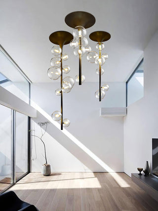 Lustra Suspension Laiton Verre Cascade pour Hallway