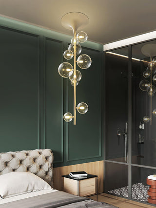 Lustra Suspension Laiton Verre Cascade pour Hallway