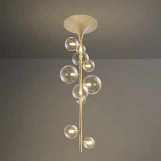 Lustra Suspension Laiton Verre Cascade pour Hallway