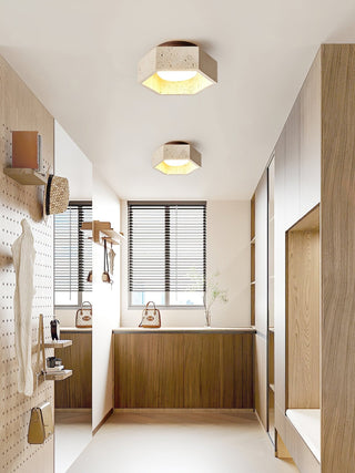Hexara Lumière de Plafond Hexagonale en Travertin