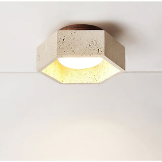 Hexara Lumière de Plafond Hexagonale en Travertin